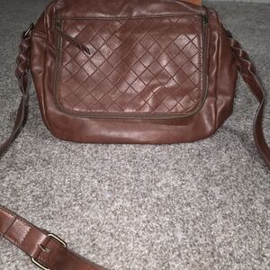 Brown Quilted Leather Shoulder Bag